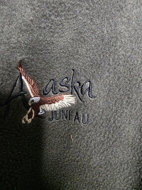 Juneau Alaska Eagle Green Fleece Mens XL Zip Front Pocket Vest Made in USA